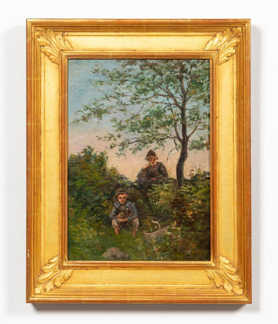 EDWARD GAY, APPLE PICKERS LANDSCAPE PAINTING, OIL (1 of 5)