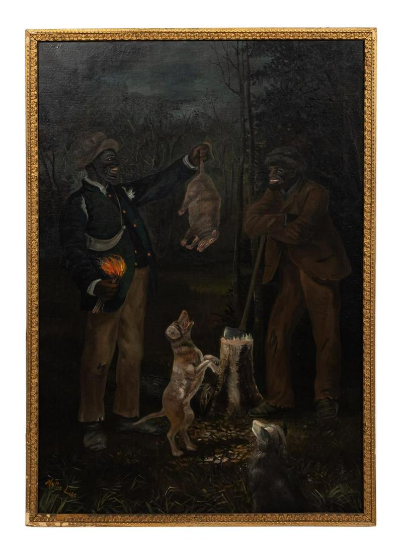 OPOSSUM HUNT, SOUTHERN FOLK ART PAINTING (1 of 4)