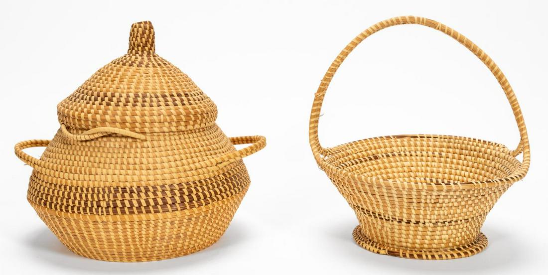 2 PCS, CHARLESTON SWEETGRASS BASKETS, FOLK ART (1 of 4)