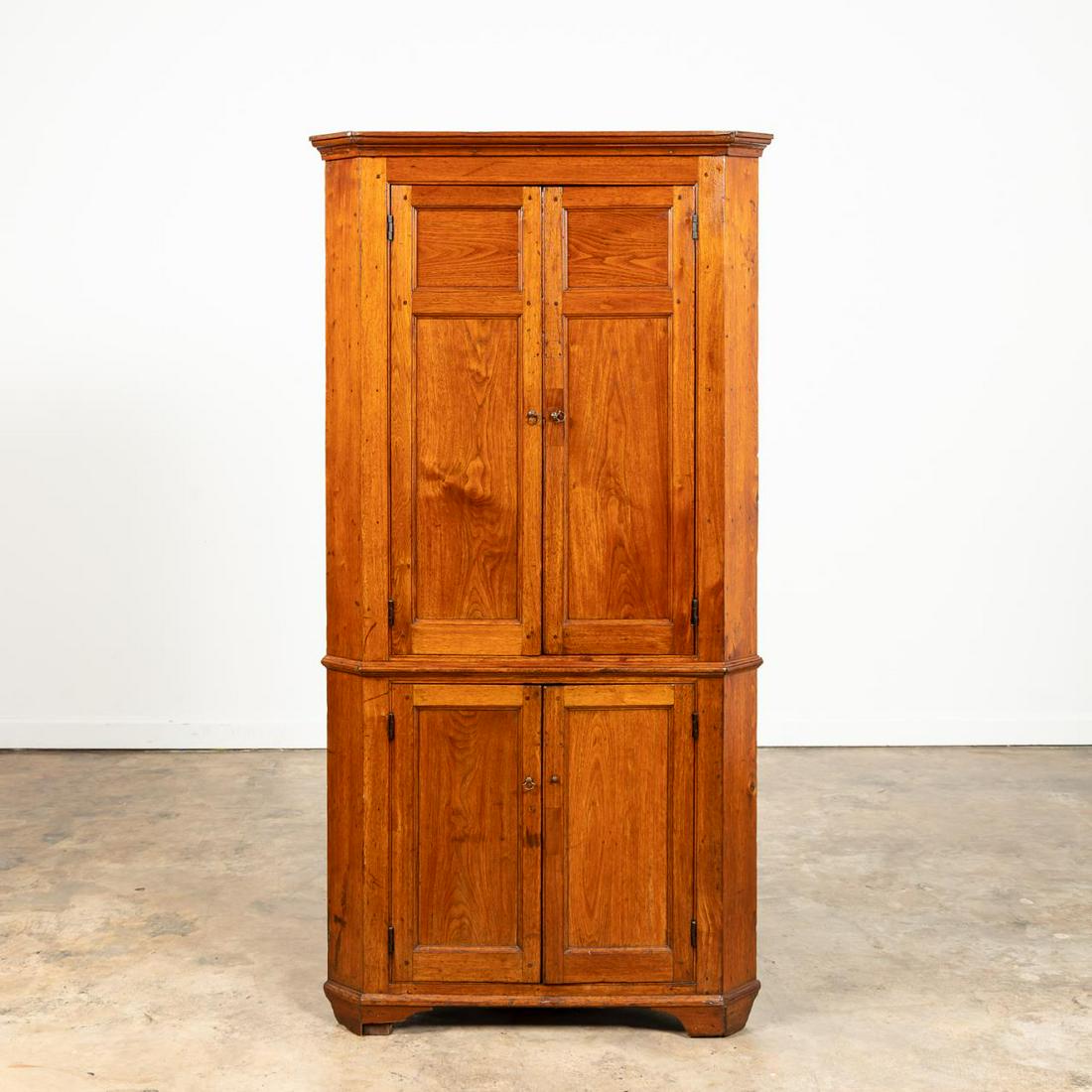 19TH C. AMERICAN WALNUT & PAINTED CORNER CABINET (1 of 3)