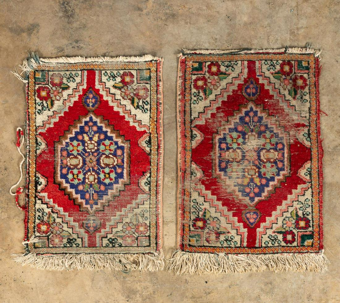 PAIR KOY TABRIZ CARPETS, 2'10" x 1'10" each: Persian. Pair of Koy Tabriz rugs. Provenance: From the Lifetime Collection of Billy S. Arant, Jr., Chattanooga, TN. Approx. 2'10" x 1'10" each