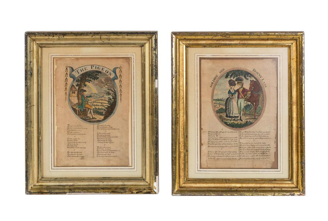 2PCS PAIR OF BROADSIDE BALLADS, GILTWOOD FRAMES (1 of 5)