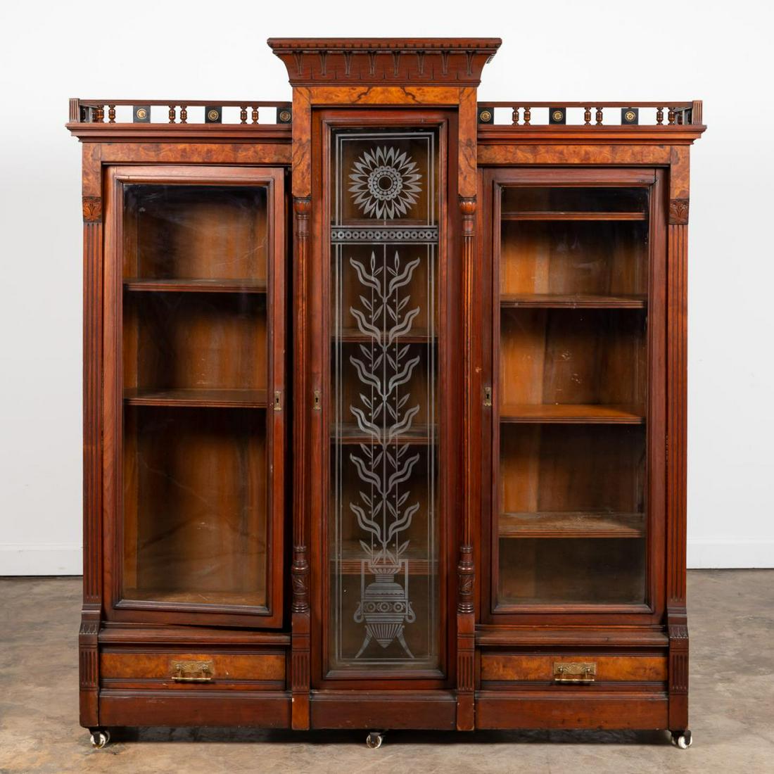 19TH C. EASTLAKE CABINET WITH ETCHED GLASS DOOR (1 of 6)