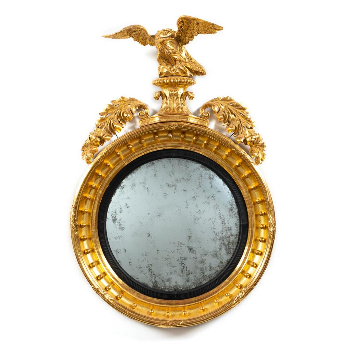 AMERICAN FEDERAL STYLE GILTWOOD CONVEX MIRROR (1 of 3)