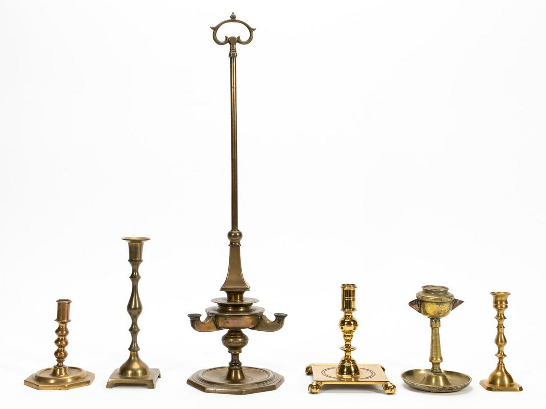 GROUP 6 ASSORTED BRASS CANDLESTICKS (1 of 5)