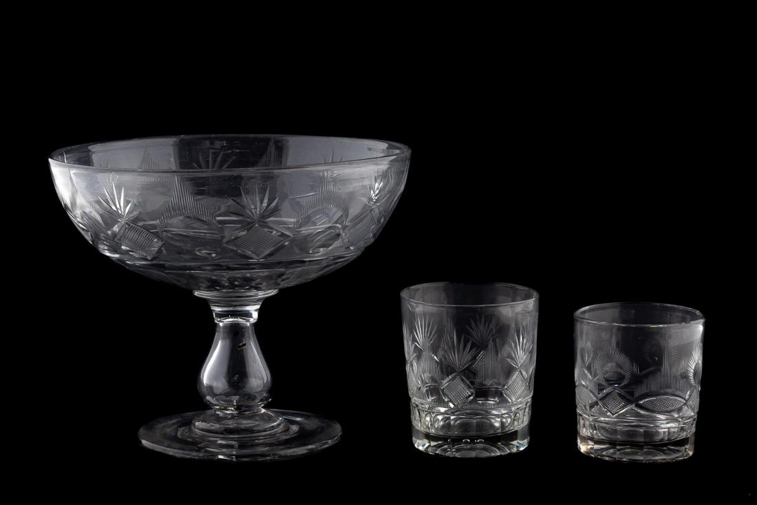 19TH C. AMERICAN FLINT GLASS COMPOTE & TUMBLERS (1 of 4)