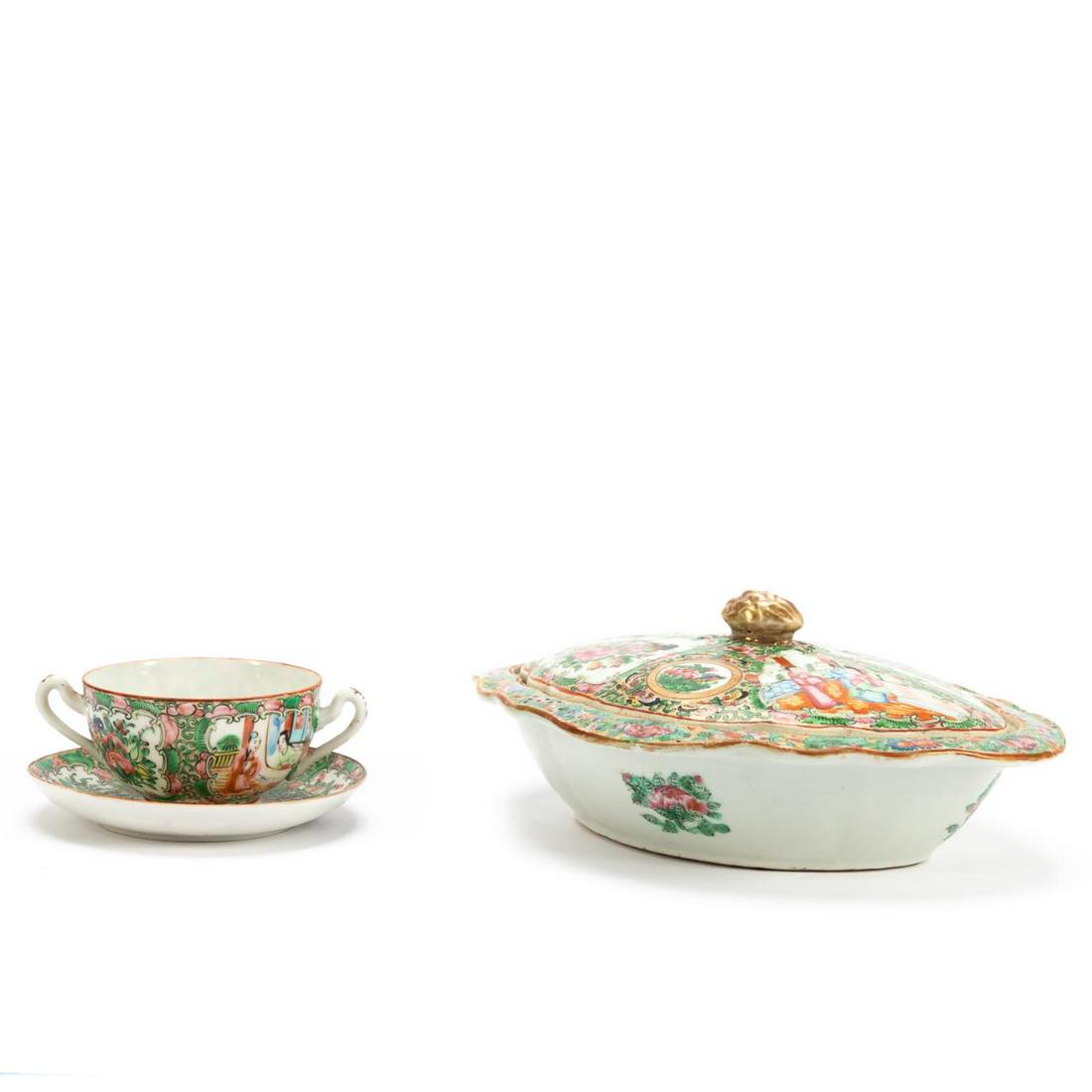 CHINESE ROSE MEDALLION CUP & COVERED VEGETABLE (1 of 7)