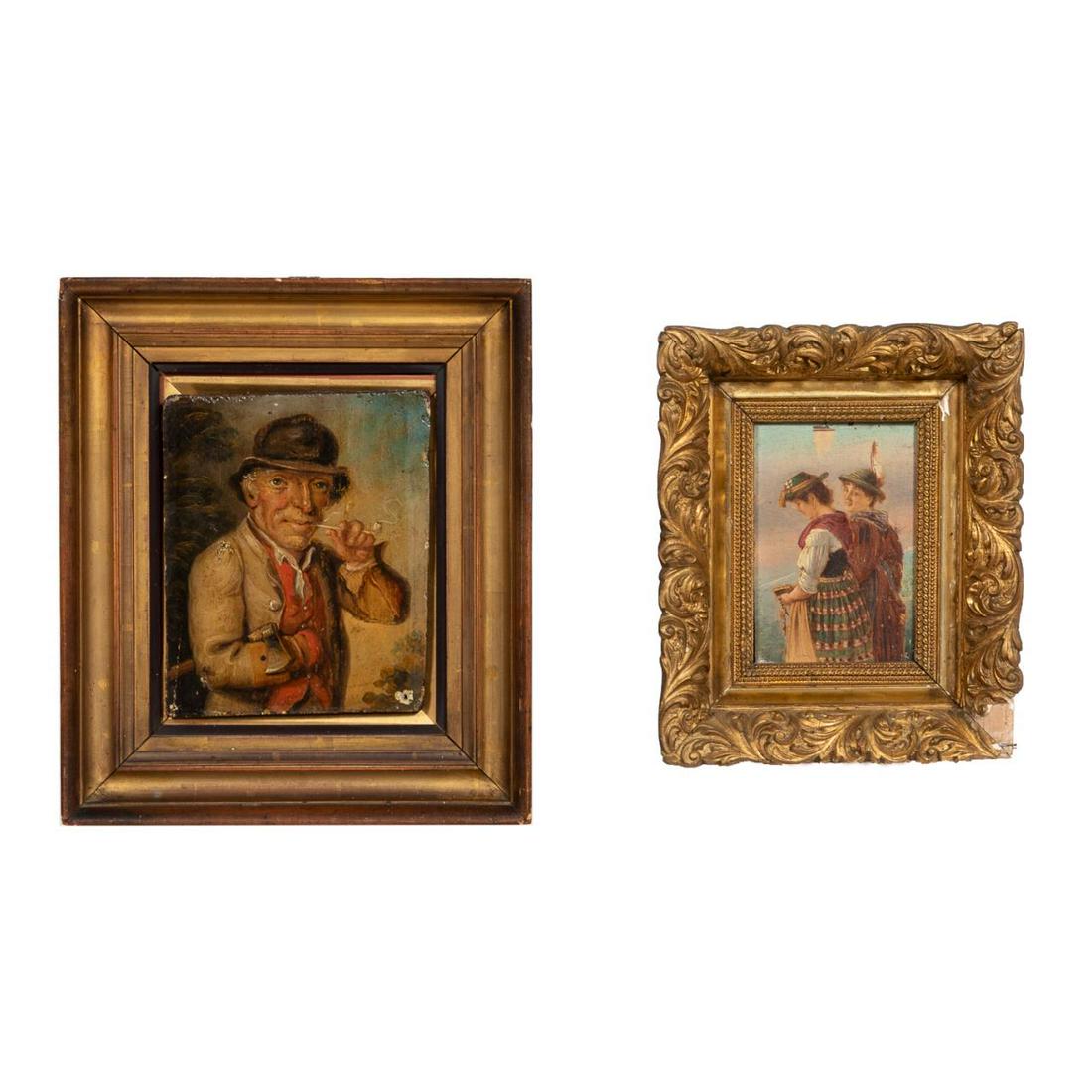 2 PCS, OIL ON PANEL PORTRAIT PAINTINGS, FRAMED (1 of 4)