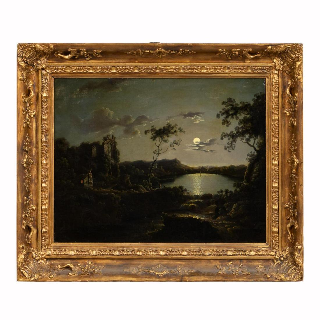 CONTINENTAL, NOCTURNAL LANDSCAPE, GILTWOOD FRAME (1 of 3)