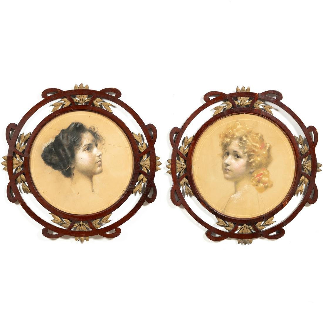 PAIR, RUDOLF FUCHS PORTRAITS, ART NOUVEAU FRAMES (1 of 5)
