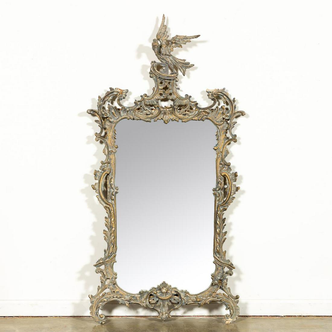ITALIAN ROCOCO STYLE HANGING MIRROR, EAGLE FINIAL (1 of 4)