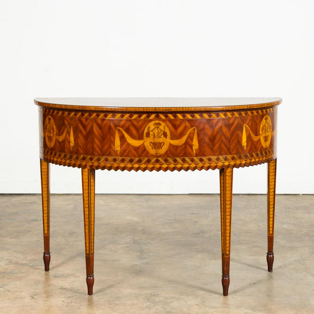 ALFONSO MARINA MULTI-WOOD INLAID DEMILUNE TABLE (1 of 7)