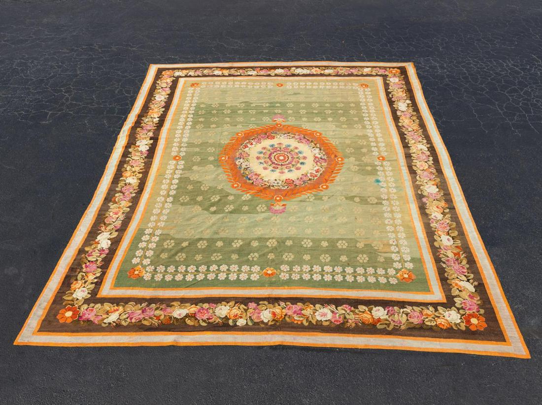 HANDWOVEN AUBUSSON NEOCLASSICAL RUG, CIRCA 1820 (1 of 5)