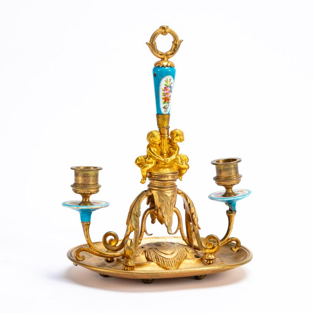 19TH C. SEVRES STYLE GILT BRONZE CANDLESTICK (1 of 6)