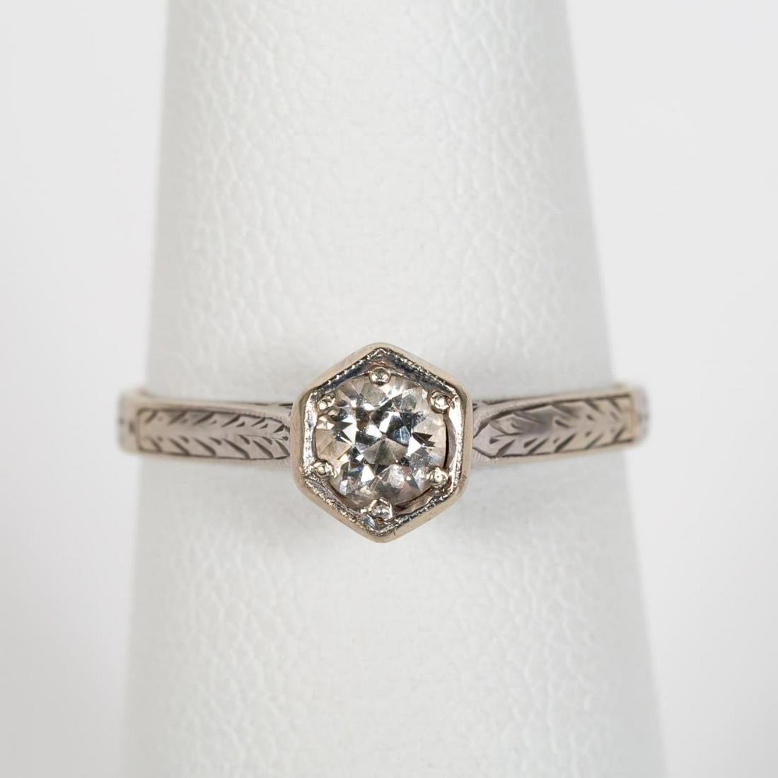 VINTAGE 14K WHITE GOLD & DIAMOND ENGAGEMENT RING (1 of 4)