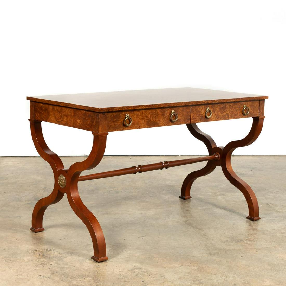 BAKER BURLED WOOD REGENCY STYLE WRITING DESK (1 of 7)