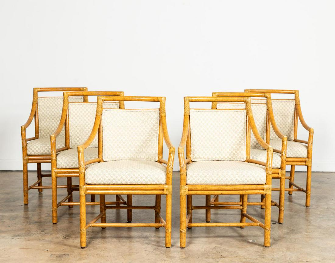 Set Six Mcguire Rattan Target Back Bamboo Chairs