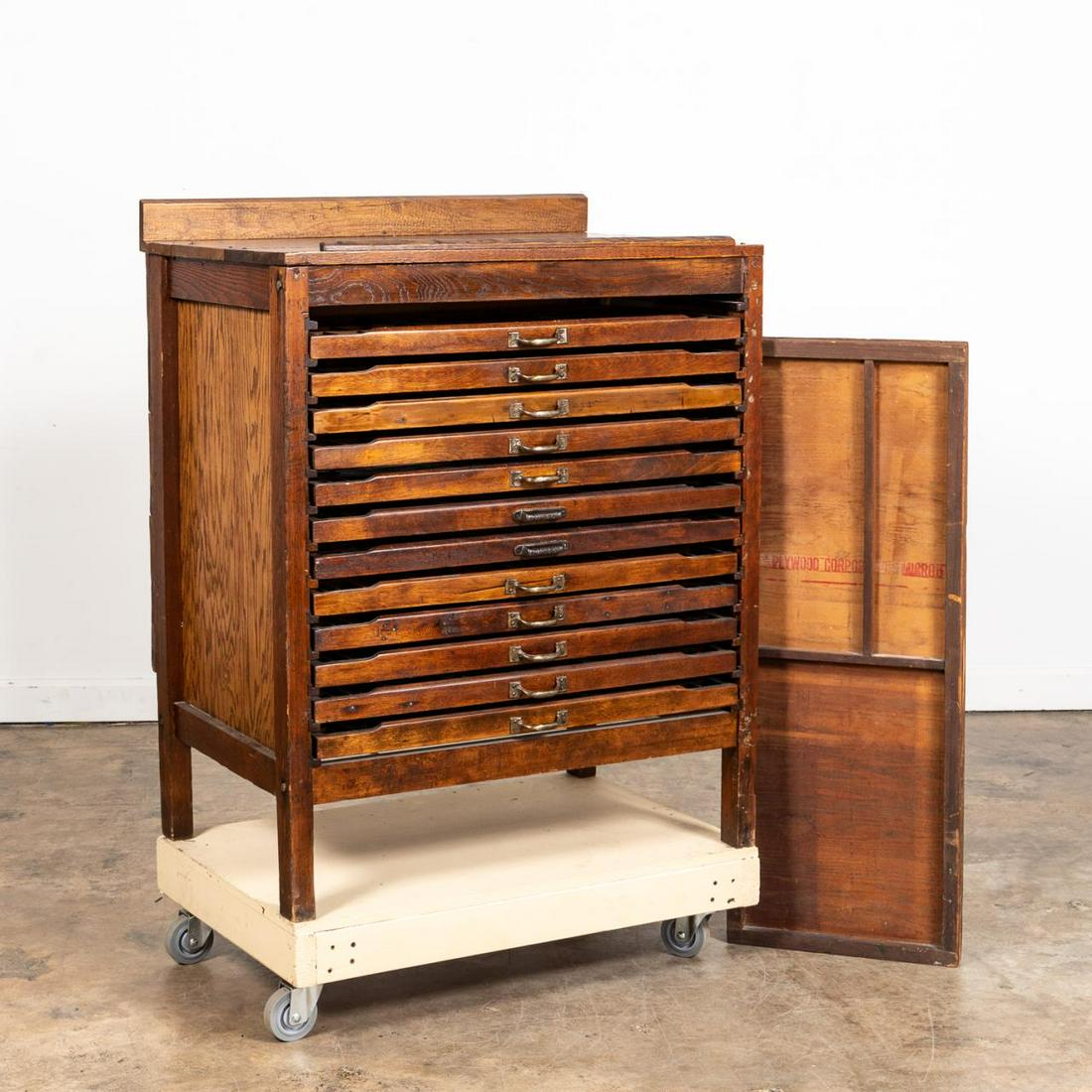 20TH C. HAMILTON MAPLE PRINTERS CABINET & TRAY (1 of 9)