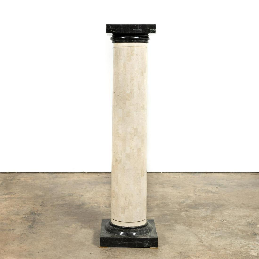 MAITLAND-SMITH STYLE TRAVERTINE & MARBLE PEDESTAL (1 of 7)