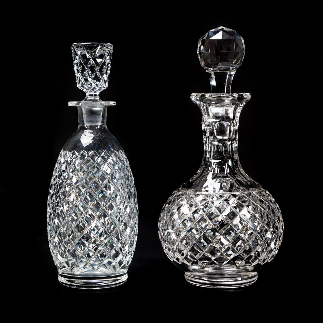 TWO HAWKES CUT GLASS "DELFT DIAMOND" DECANTERS (1 of 6)