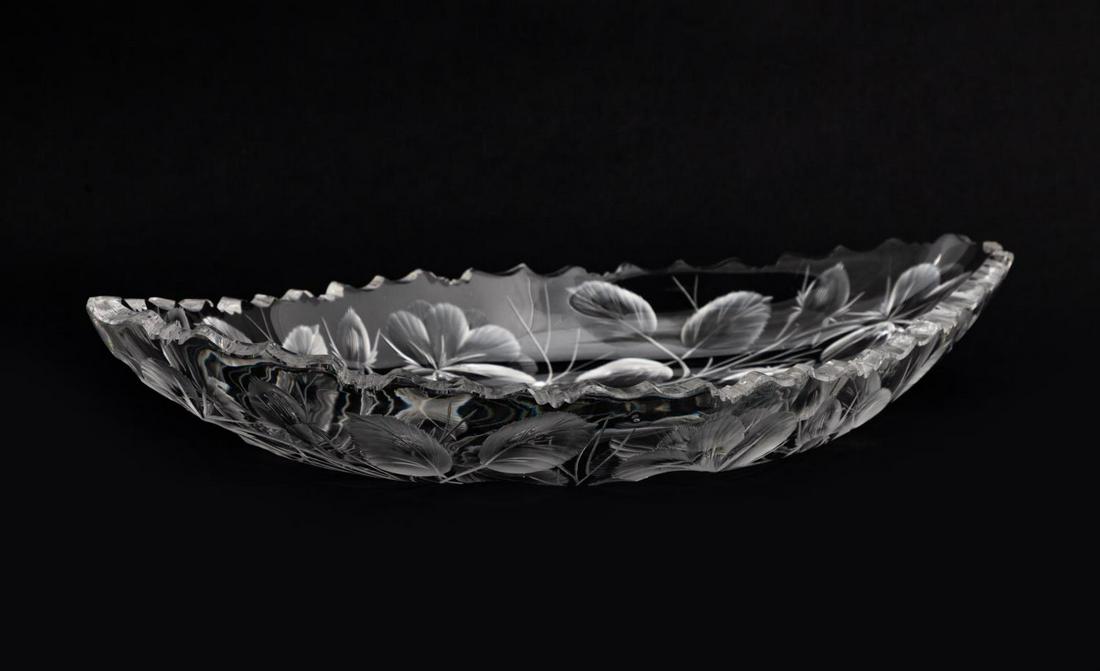AMERICAN CUT CRYSTAL FLORAL & LEAF ICE CREAM DISH (1 of 6)