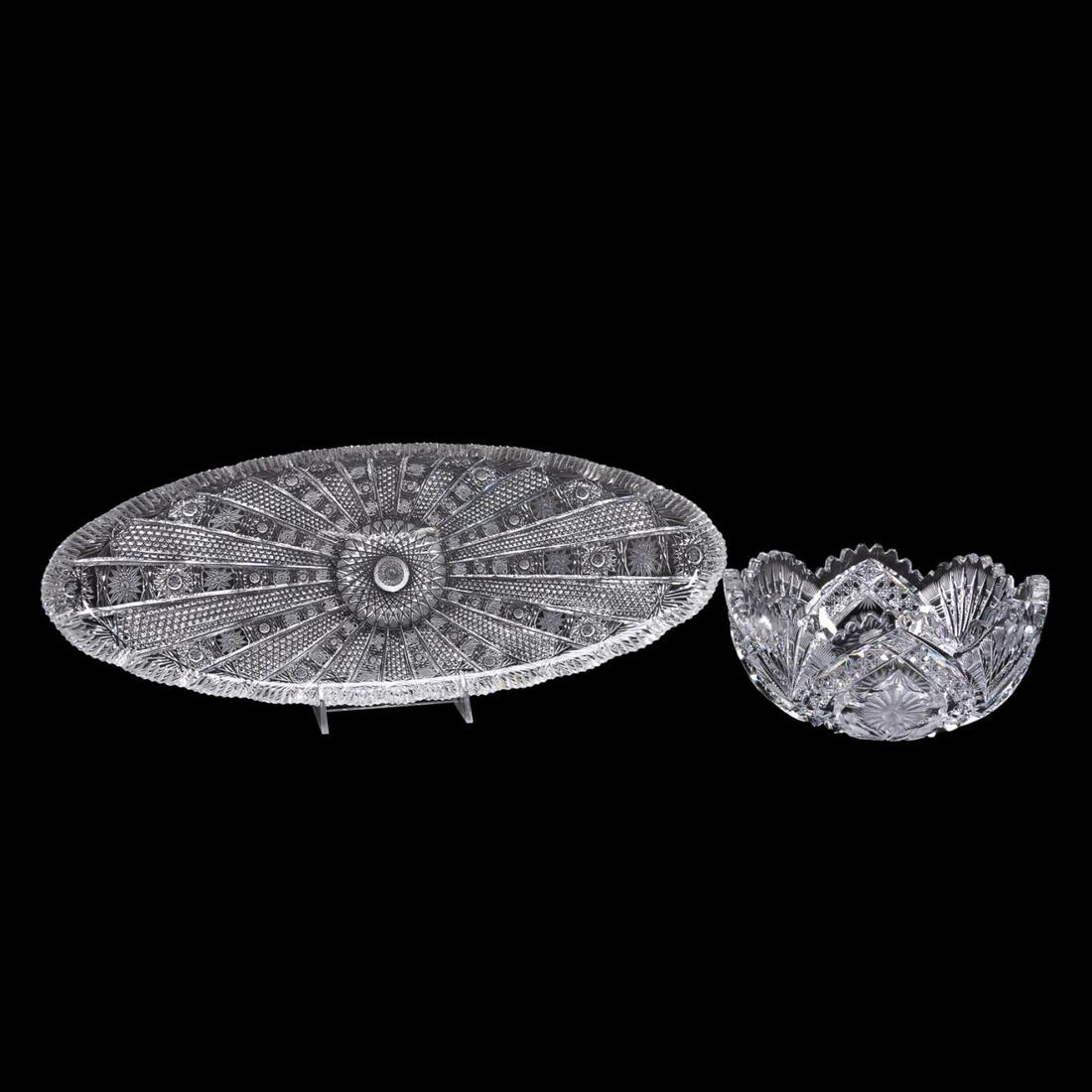 2 PCS, AMERICAN CUT GLASS, ONE TRAY & ONE BOWL (1 of 7)
