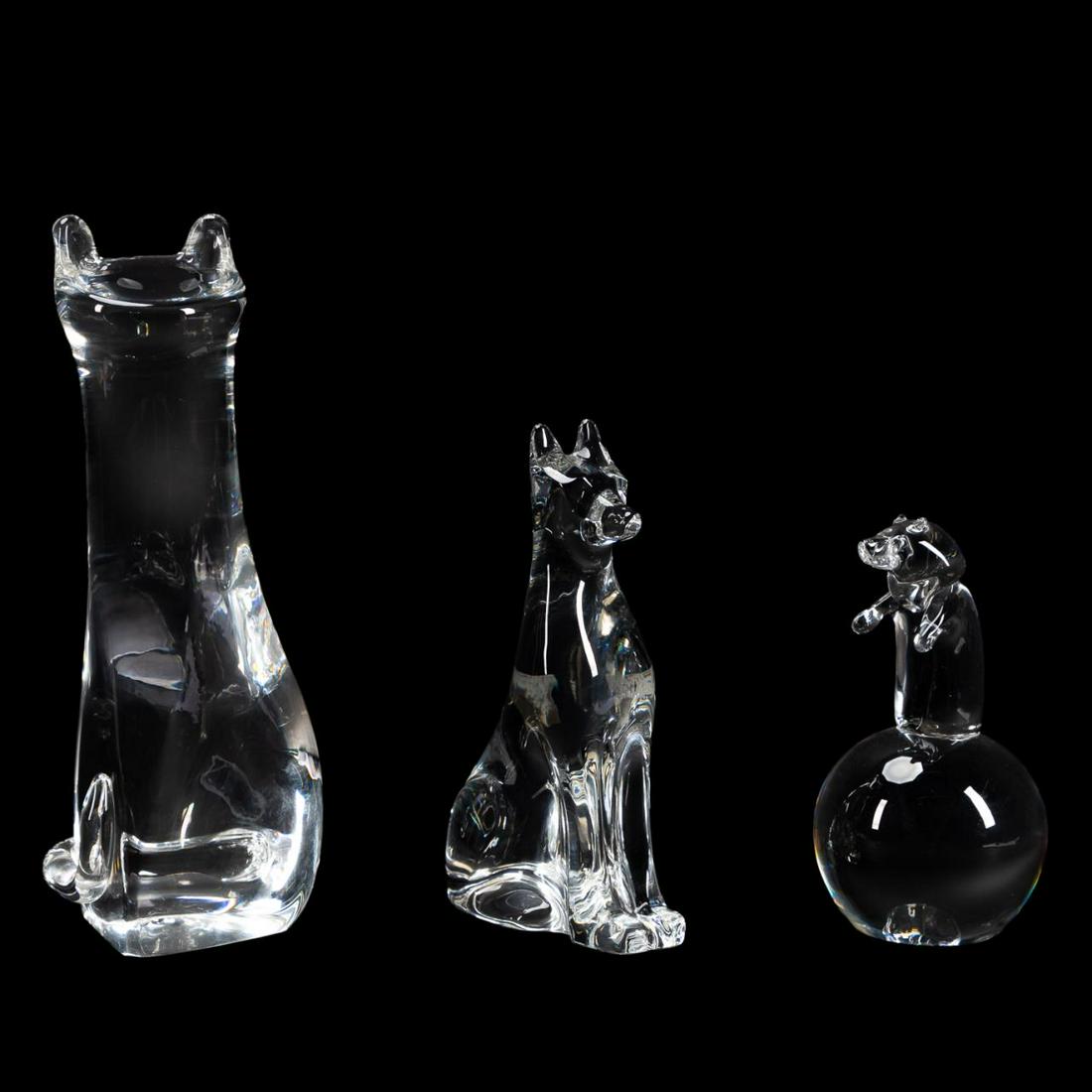 STEUBEN & BACCARAT CRYSTAL ANIMAL FIGURINES, 3PC (1 of 6)