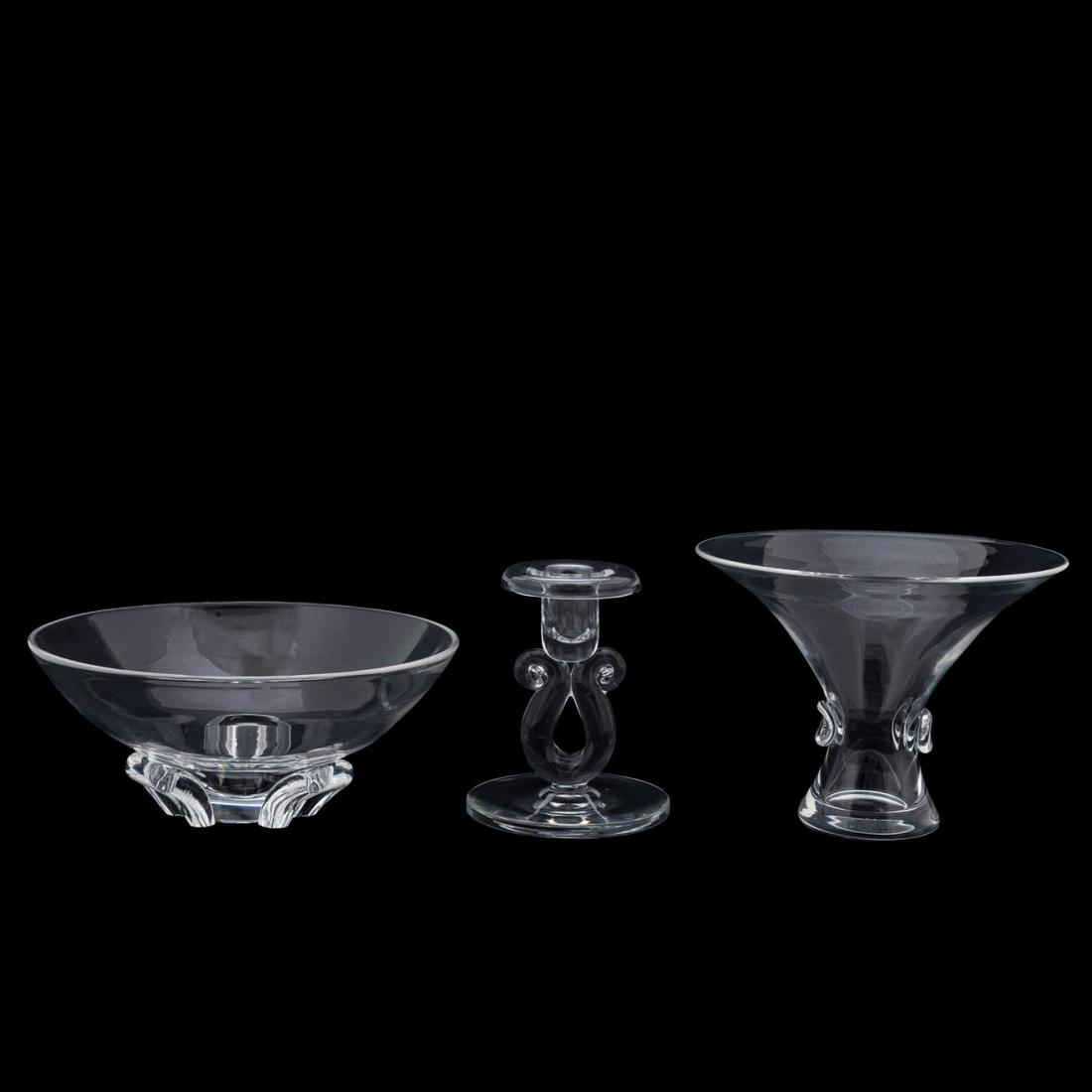 3 STEUBEN COLORLESS DECORATIVE GLASS TABLEWARE (1 of 8)