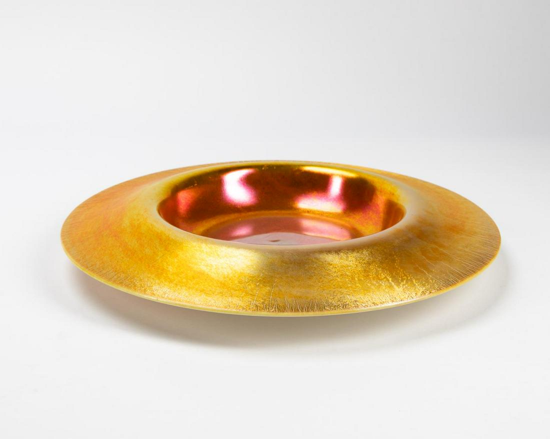 CARDER STEUBEN AURENE GOLD CENTERPIECE GLASS BOWL (1 of 5)