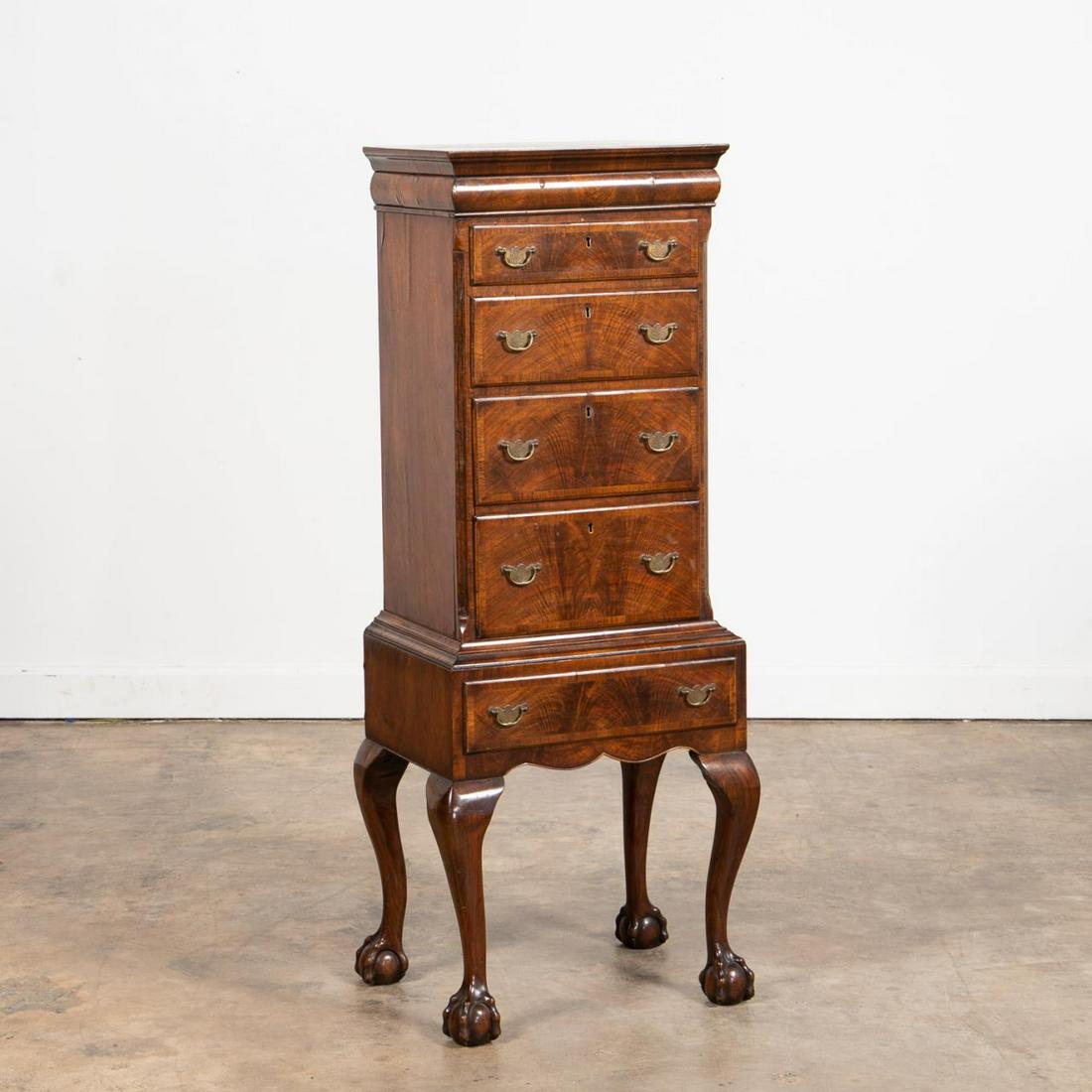 GEORGE II STYLE DIMINUTIVE WALNUT CHEST ON STAND (1 of 6)