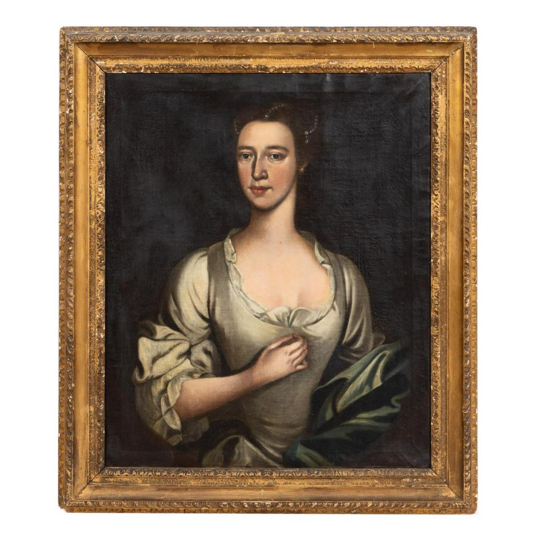 OIL ON CANVAS, PORTRAIT OF A LADY, GILTWOOD FRAME (1 of 4)