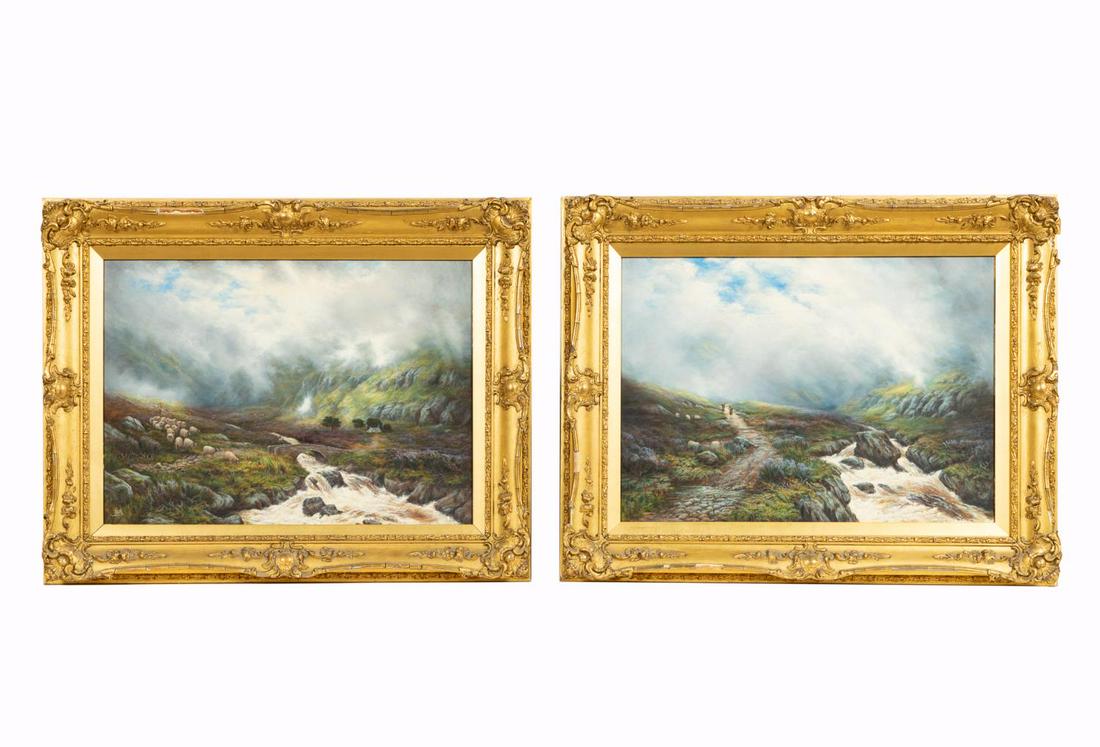 PAIR BRITISH LANDSCAPE PAINTINGS, GILTWOOD FRAMES (1 of 6)
