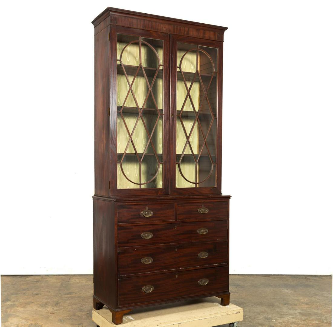 L.19TH/ E.20TH C. GEORGIAN STYLE MAHOGANY BOOKCASE (1 of 7)