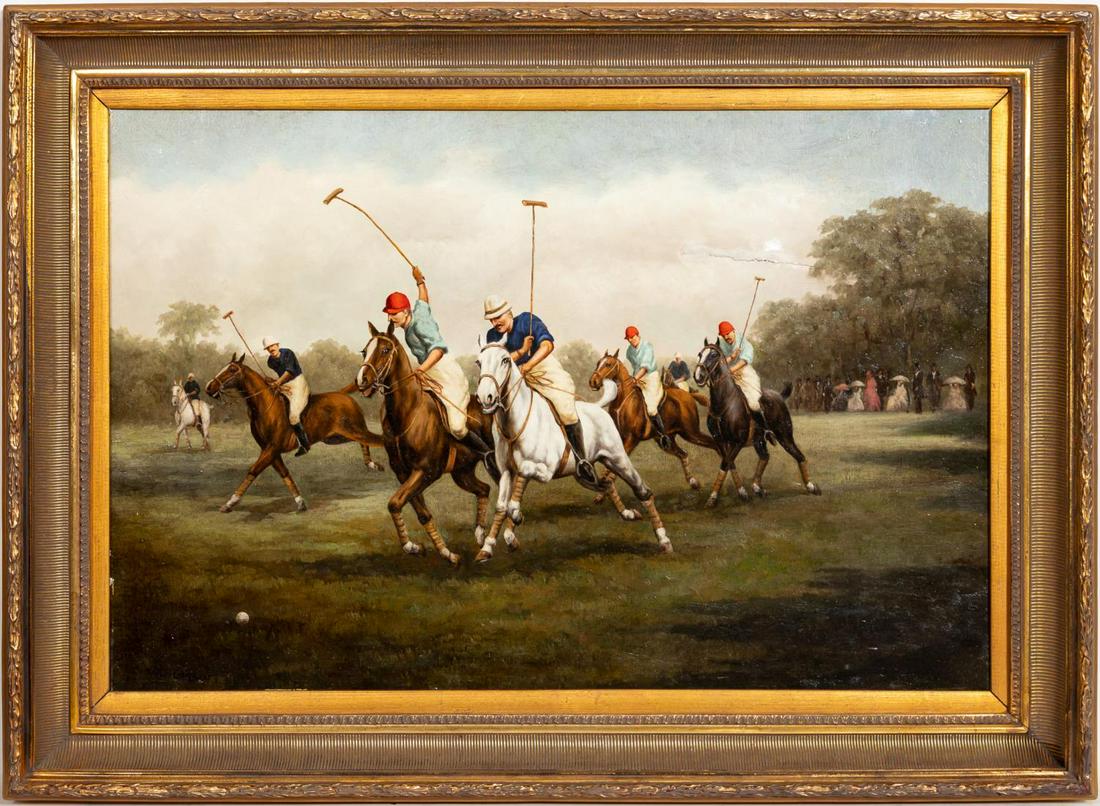 WILLIAM MORRIS, "POLO MATCH", SIGNED OIL ON CANVAS (1 of 5)