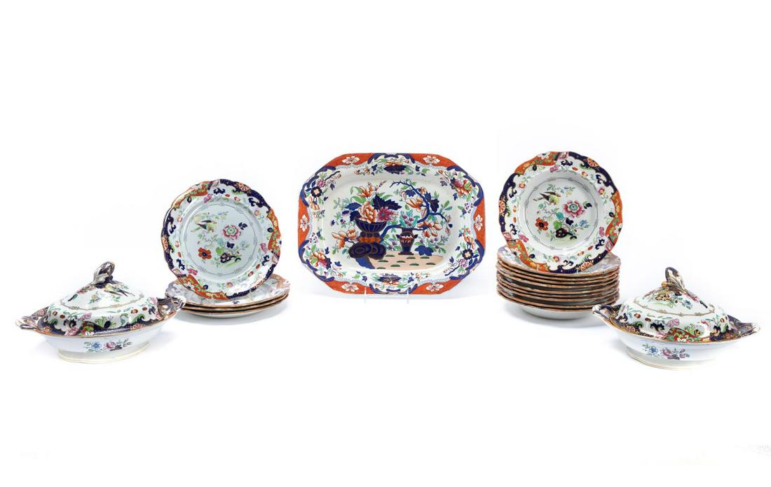 GROUP 17 PCS ENGLISH IRONSTONE IMARI CHINA (1 of 6)