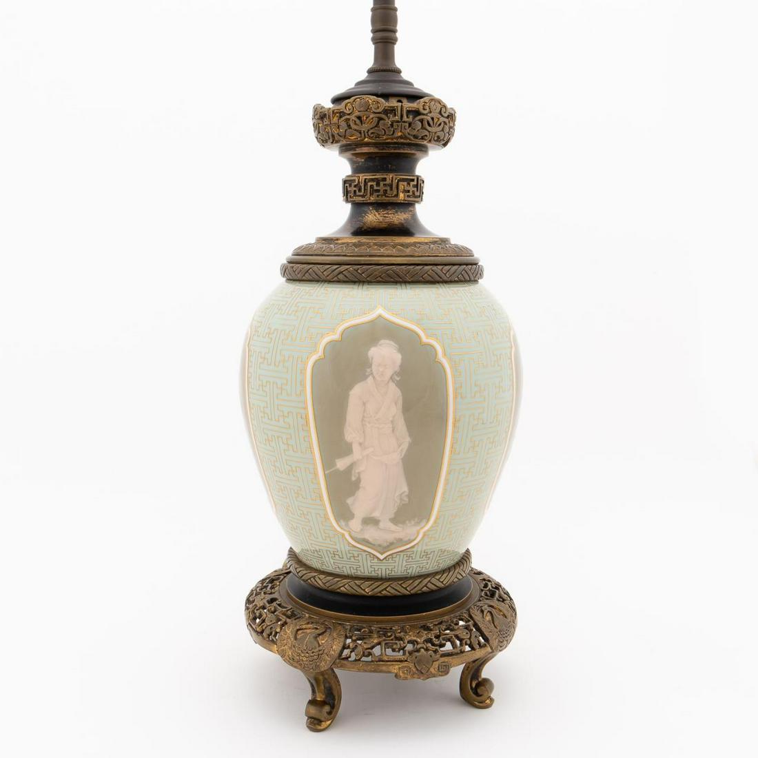 ENGLISH PATE SUR PATE PORCELAIN & BRONZE LAMP (1 of 5)