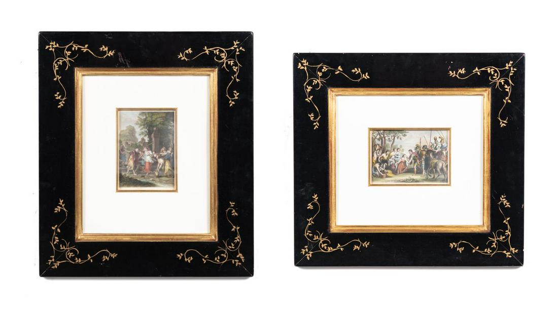 PAIR, ENGLISH HAND COLORED BIBLICAL ENGRAVINGS (1 of 8)
