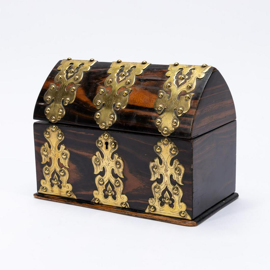 19TH C. BRASS MOUNTED ZEBRA WOOD LETTER BOX (1 of 6)