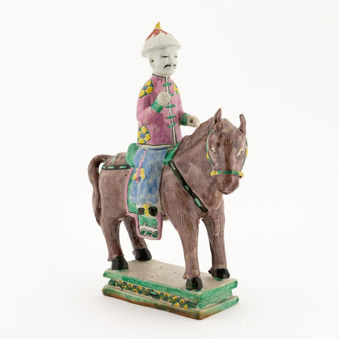 CHINESE BISCUIT GLAZED FIGURE ON HORSEBACK (1 of 6)