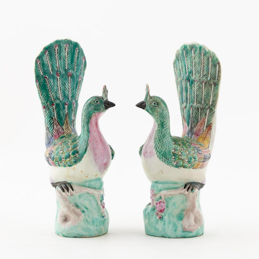 PAIR, REPUBLIC PERIOD CHINESE PEACOCK FIGURES (1 of 7)