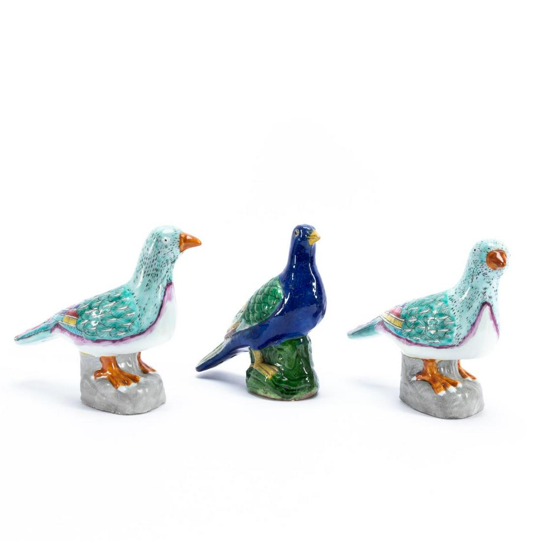 3 CHINESE PORCELAIN MULTI-COLOR GLAZED BIRDS (1 of 5)