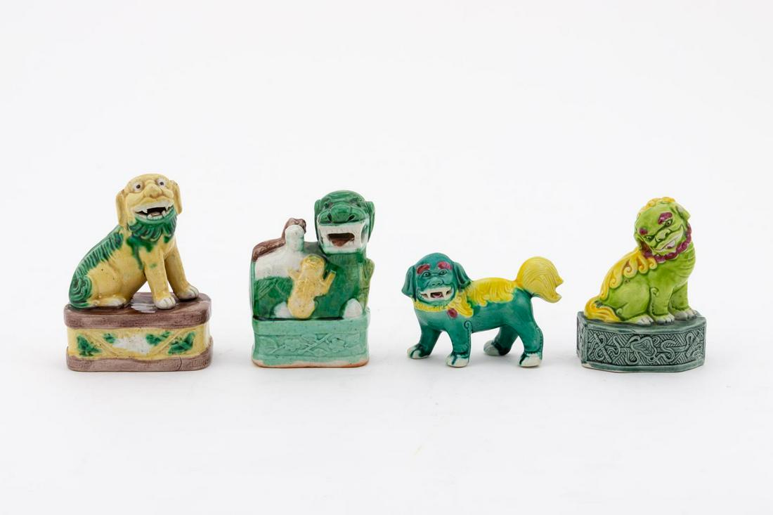 4PC MINIATURE BISCUIT 3 COLOR GLAZE GUARDIAN LIONS (1 of 8)