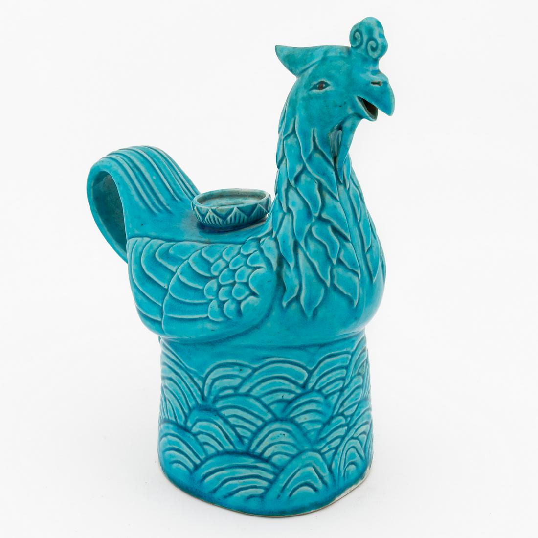 CHINESE BLUE GLAZED PHOENIX FORM PORCELAIN EWER (1 of 6)