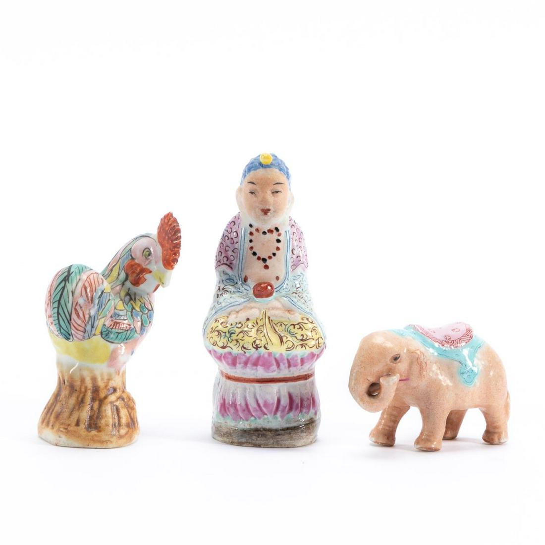 CHINESE GROUP OF 3 FAMILLE ROSE MINIATURES FIGURES (1 of 6)