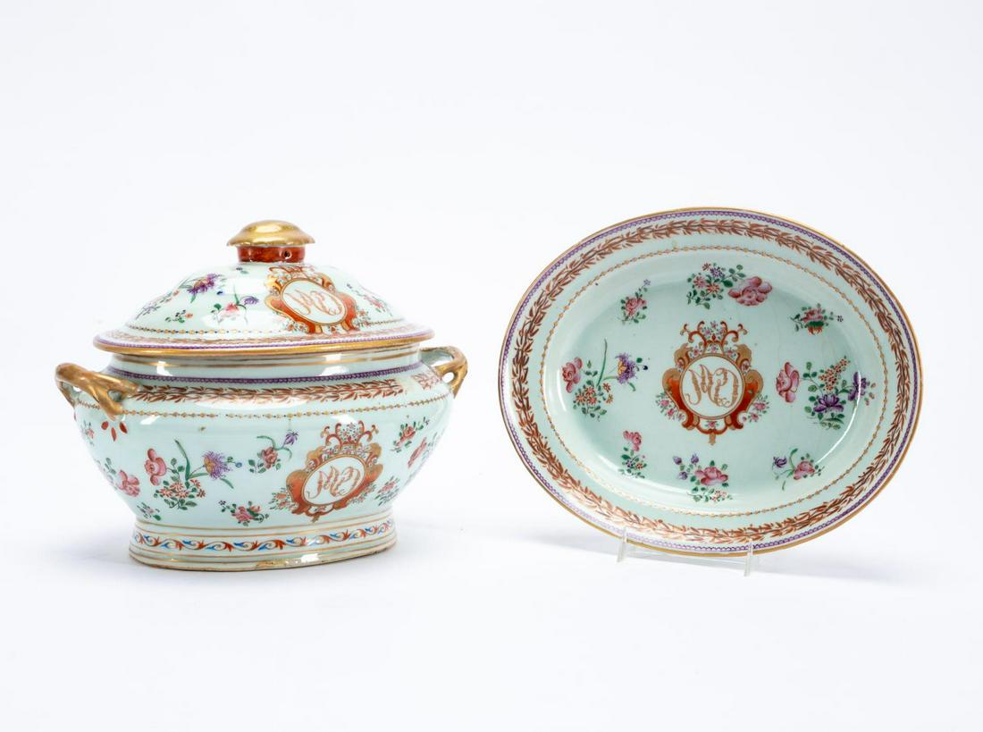 CHINESE EXPORT FAMILLE ROSE TUREEN & UNDERPLATE (1 of 7)