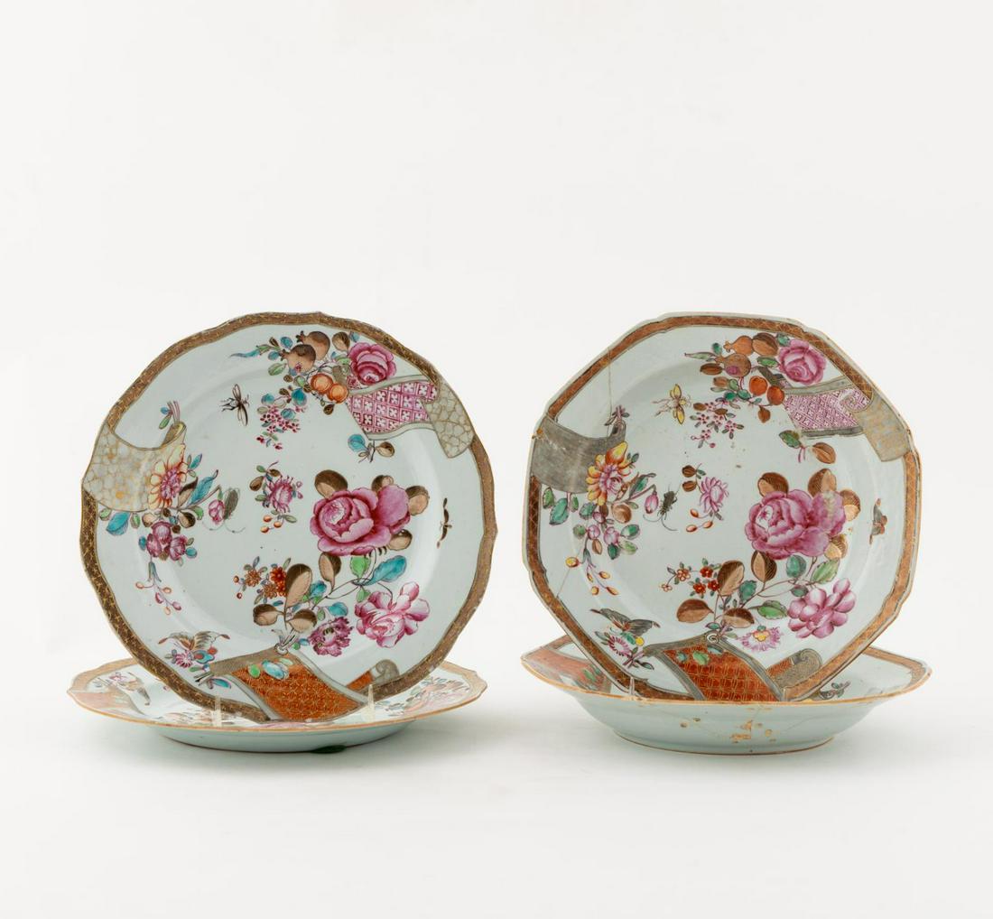 FOUR PCS CHINESE EXPORT "QUEENS ROSE" TABLEWARE (1 of 5)