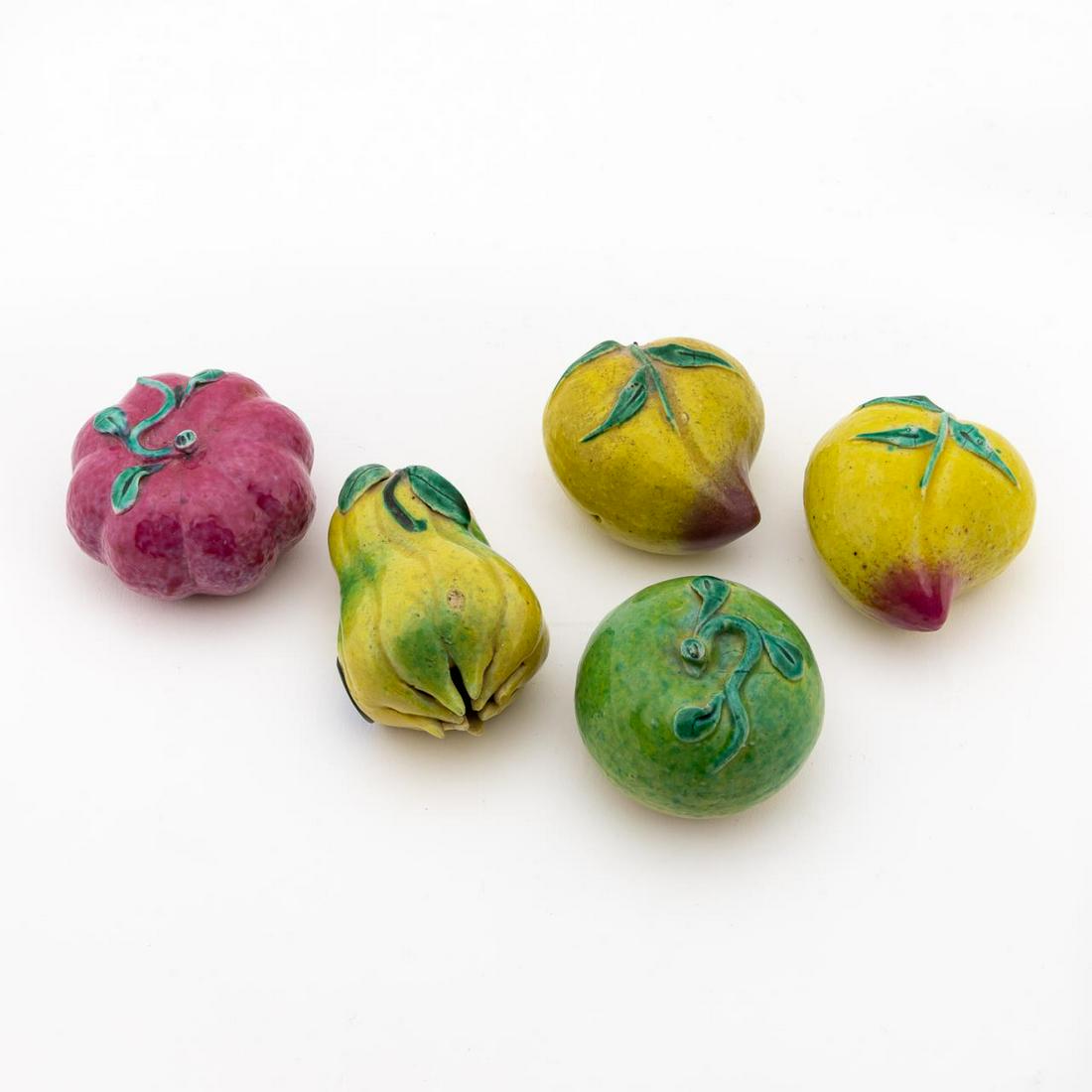 5 PCS, CHINESE EXPORT GLAZED CERAMIC ALTAR FRUIT (1 of 4)
