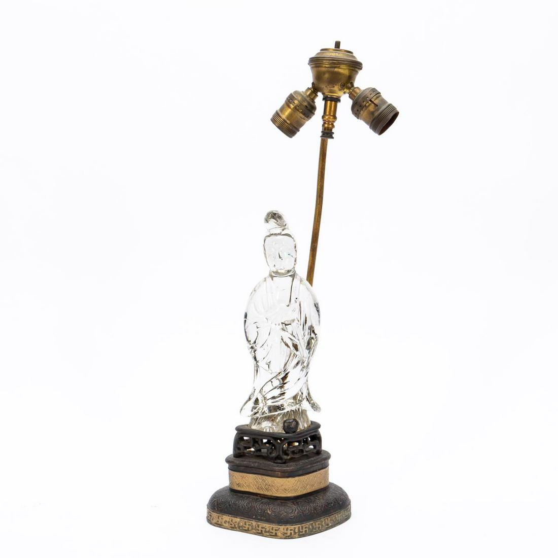 CHINESE GLASS GUANYIN FIGURAL TABLE LAMP (1 of 7)