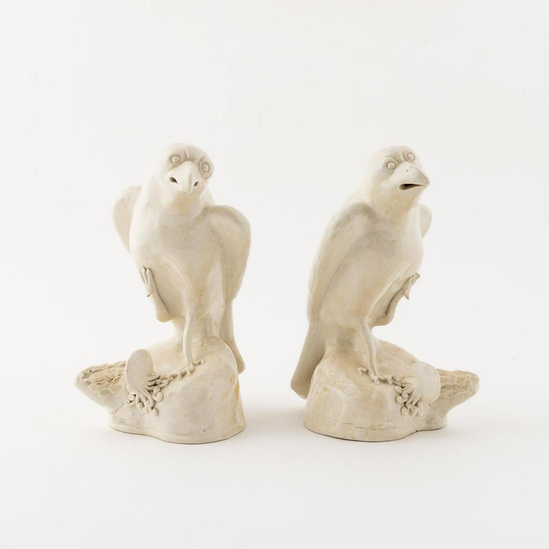 PAIR, CHINESE BLANC DE CHINE FALCON SCULPTURES (1 of 7)