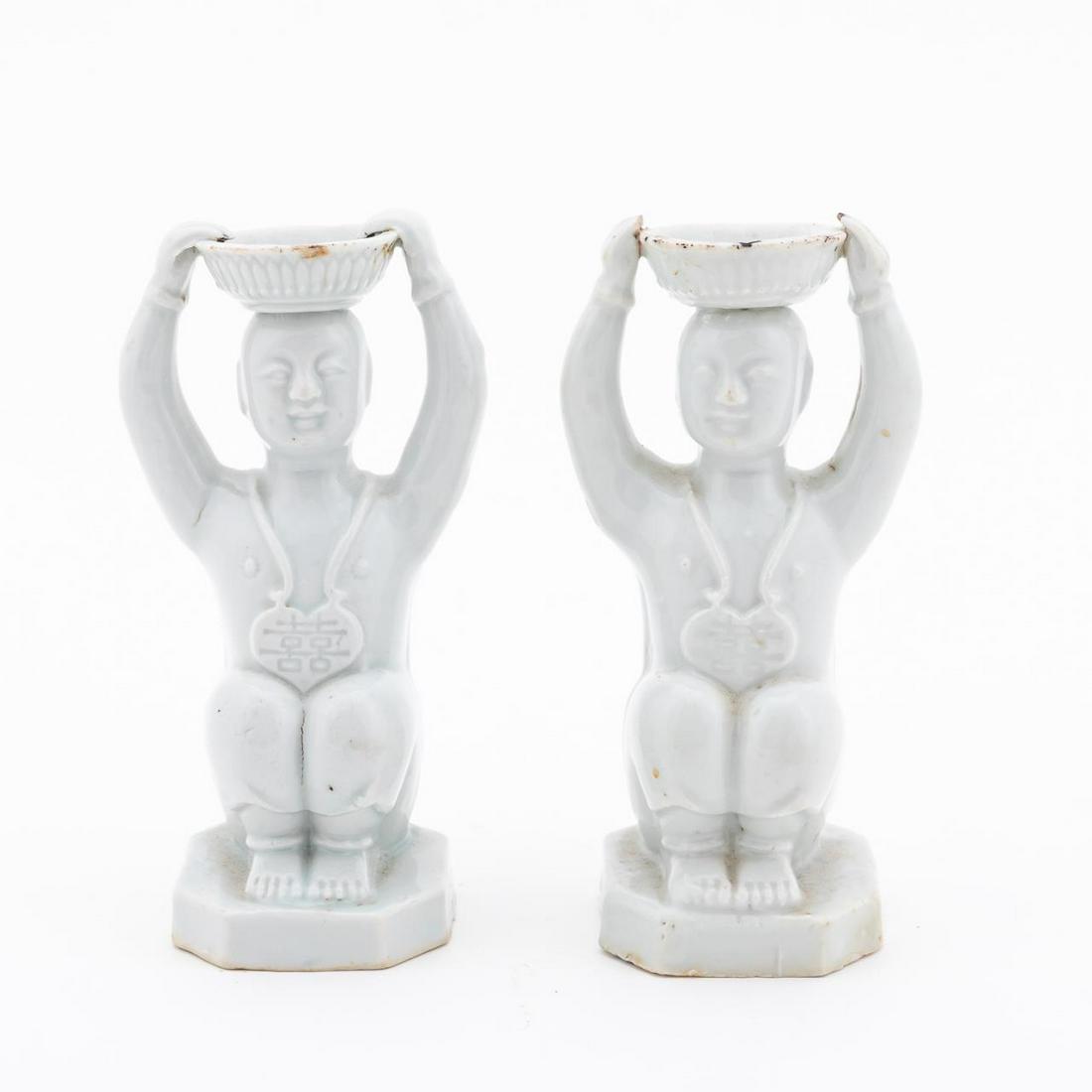 PR CHINESE BLANC DE CHINE FIGURAL JOSTICK HOLDERS (1 of 6)